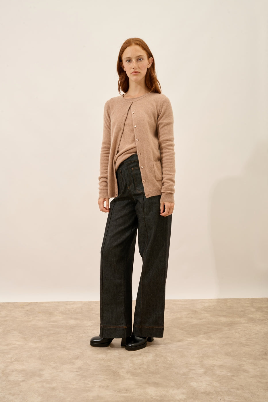 Cárdigan Cuello Redondo - Katharine - Camel Jaspeado