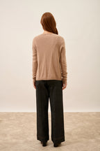 Cárdigan Cuello Redondo - Katharine - Camel Jaspeado