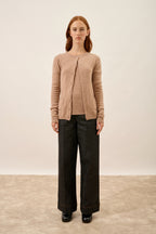 Cárdigan Cuello Redondo - Katharine - Camel Jaspeado