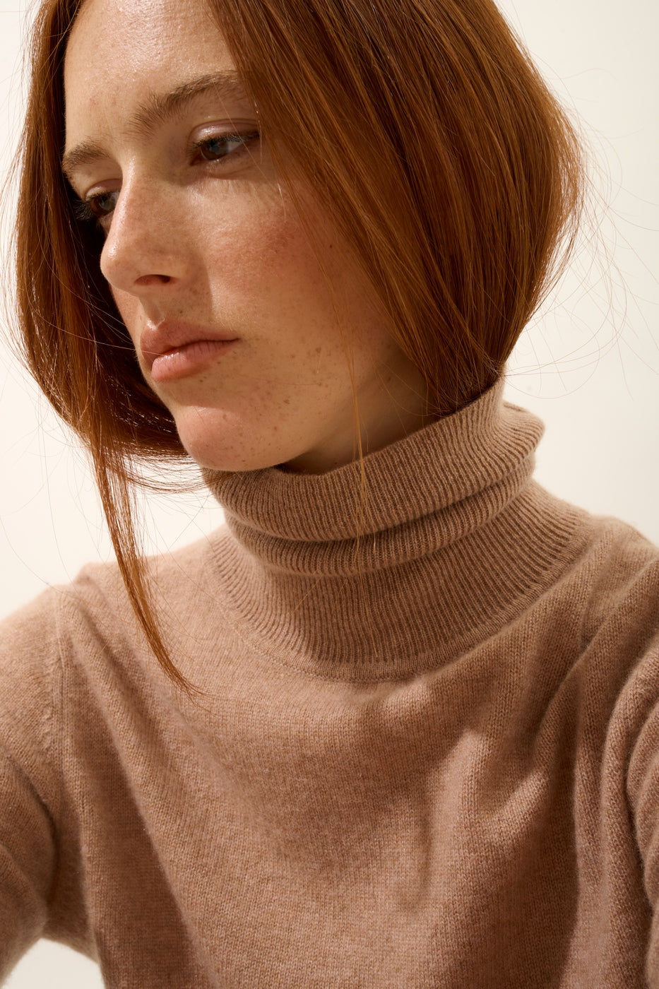 Jersey de cuello alto - Ava - Camello jaspeado