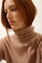 Jersey de cuello alto - Ava - Camello jaspeado