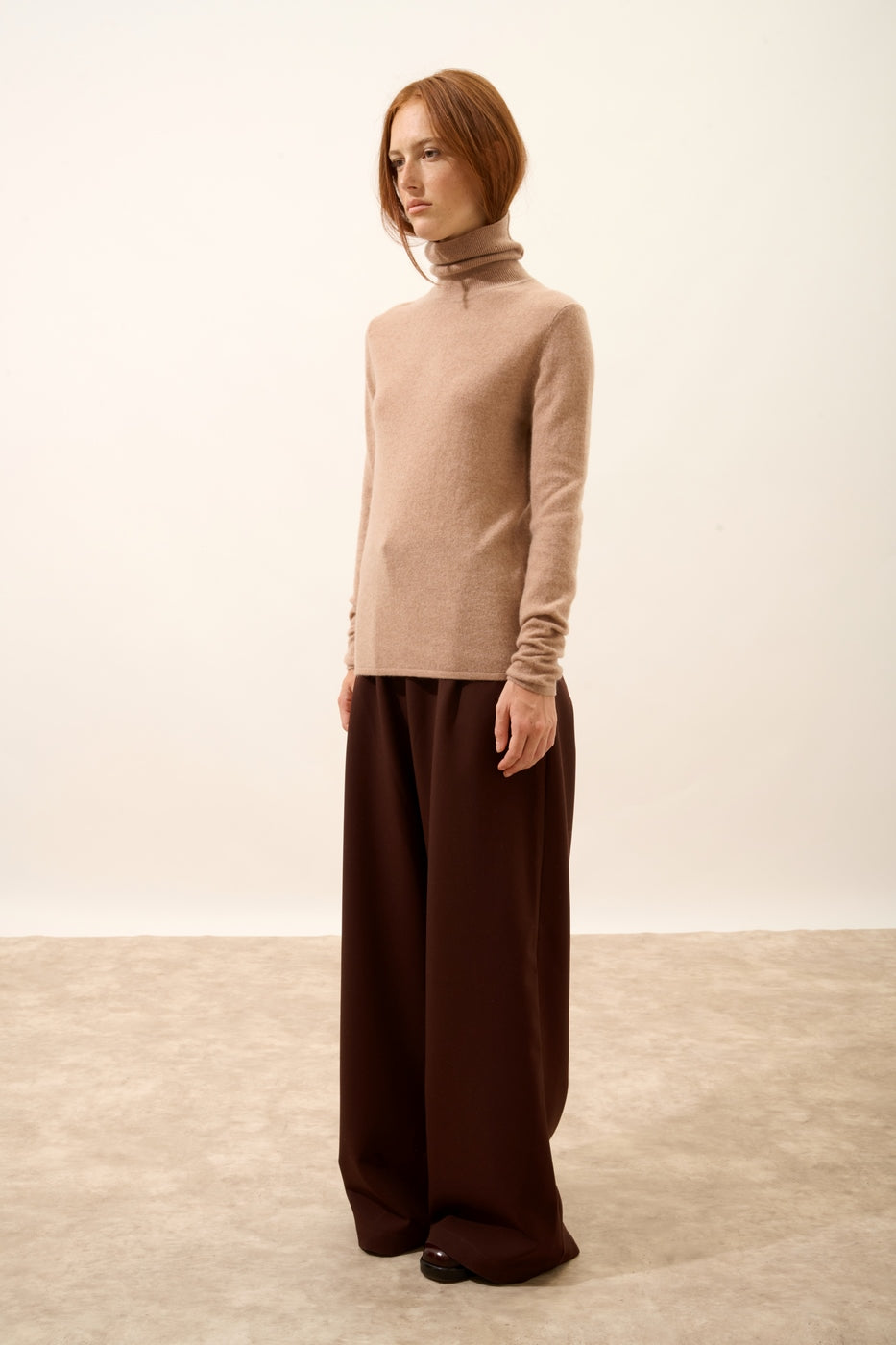 Jersey de cuello alto - Ava - Camello jaspeado