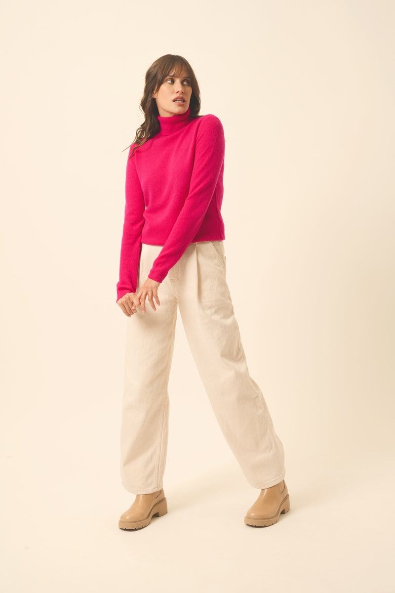 Pull Col Roulé - Ava - Fuchsia