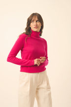 Pull Col Roulé - Ava - Fuchsia