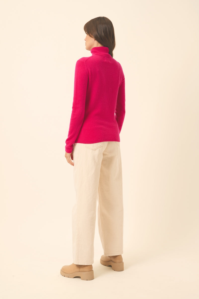 Pull Col Roulé - Ava - Fuchsia