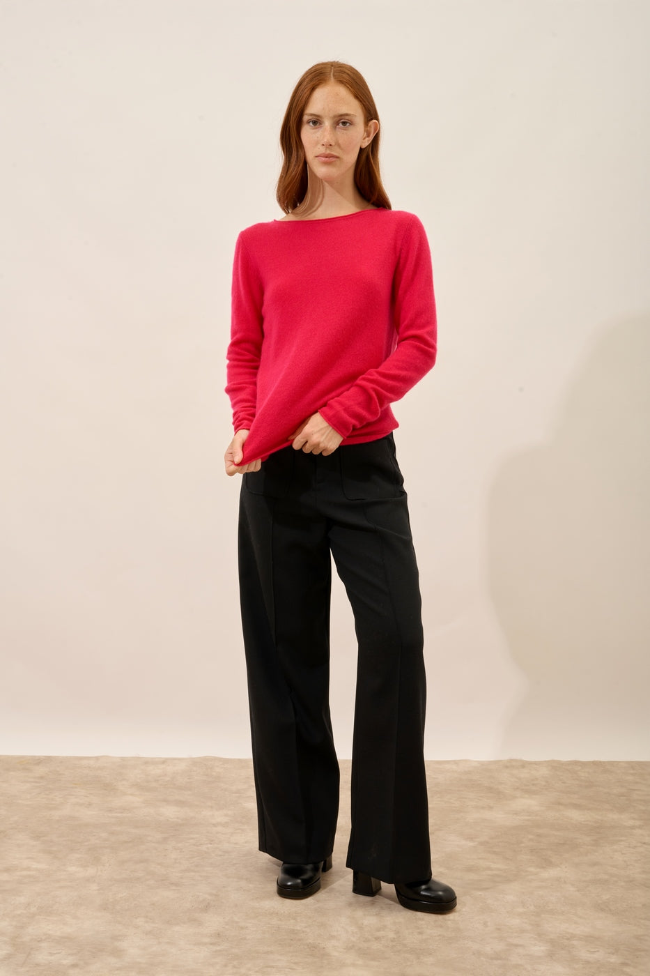 Boat-Neck Jumper - Grace - Fuchsia