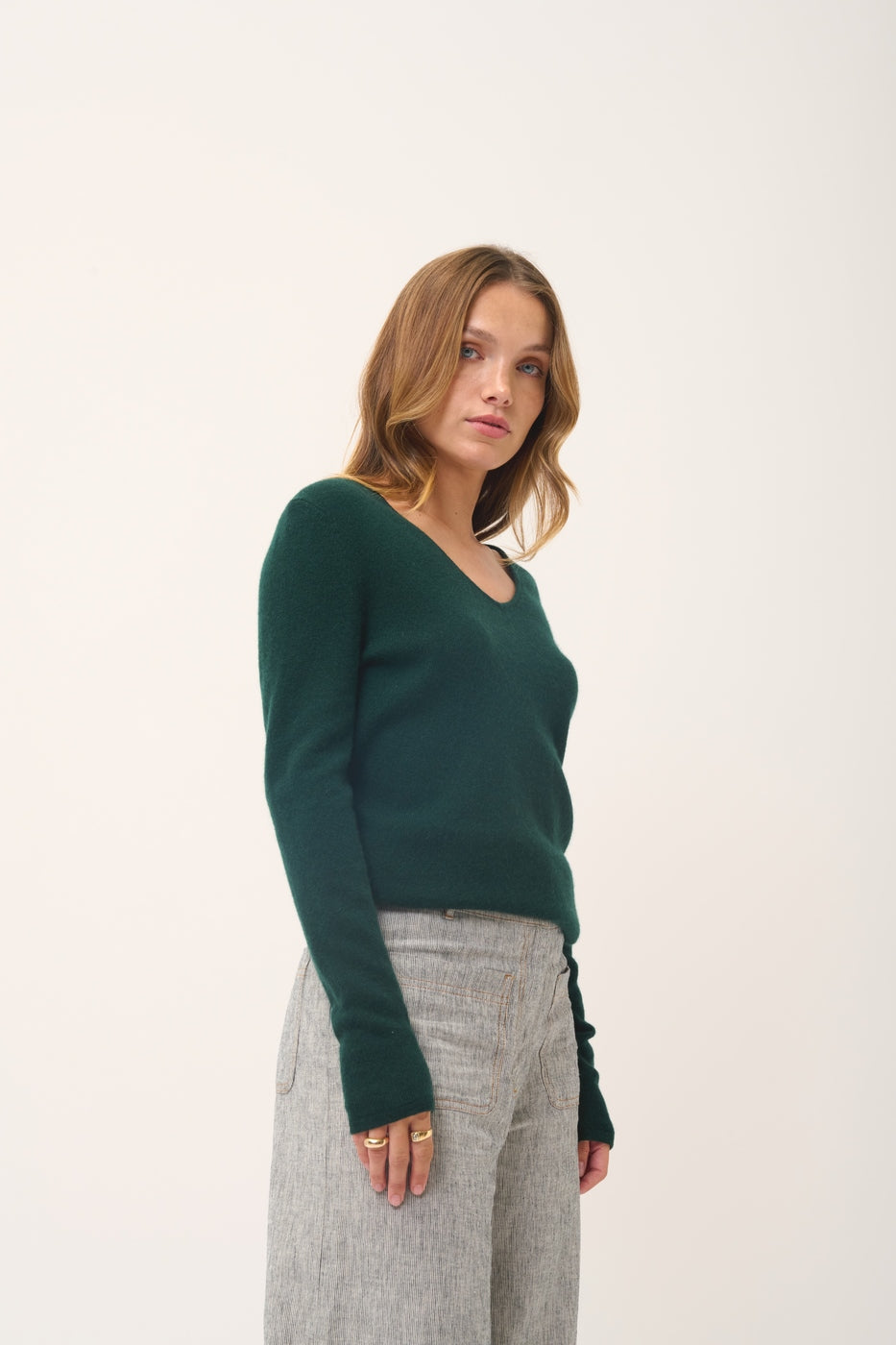 V-Neck Jumper - Joan - Cypress
