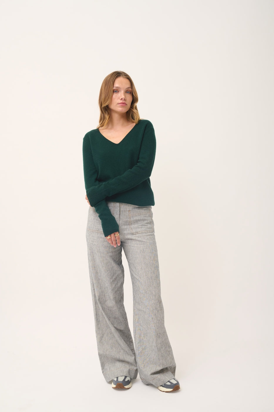 V-Neck Jumper - Joan - Cypress