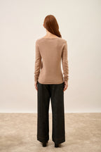 Pull Col V - Joan - Camel Chiné