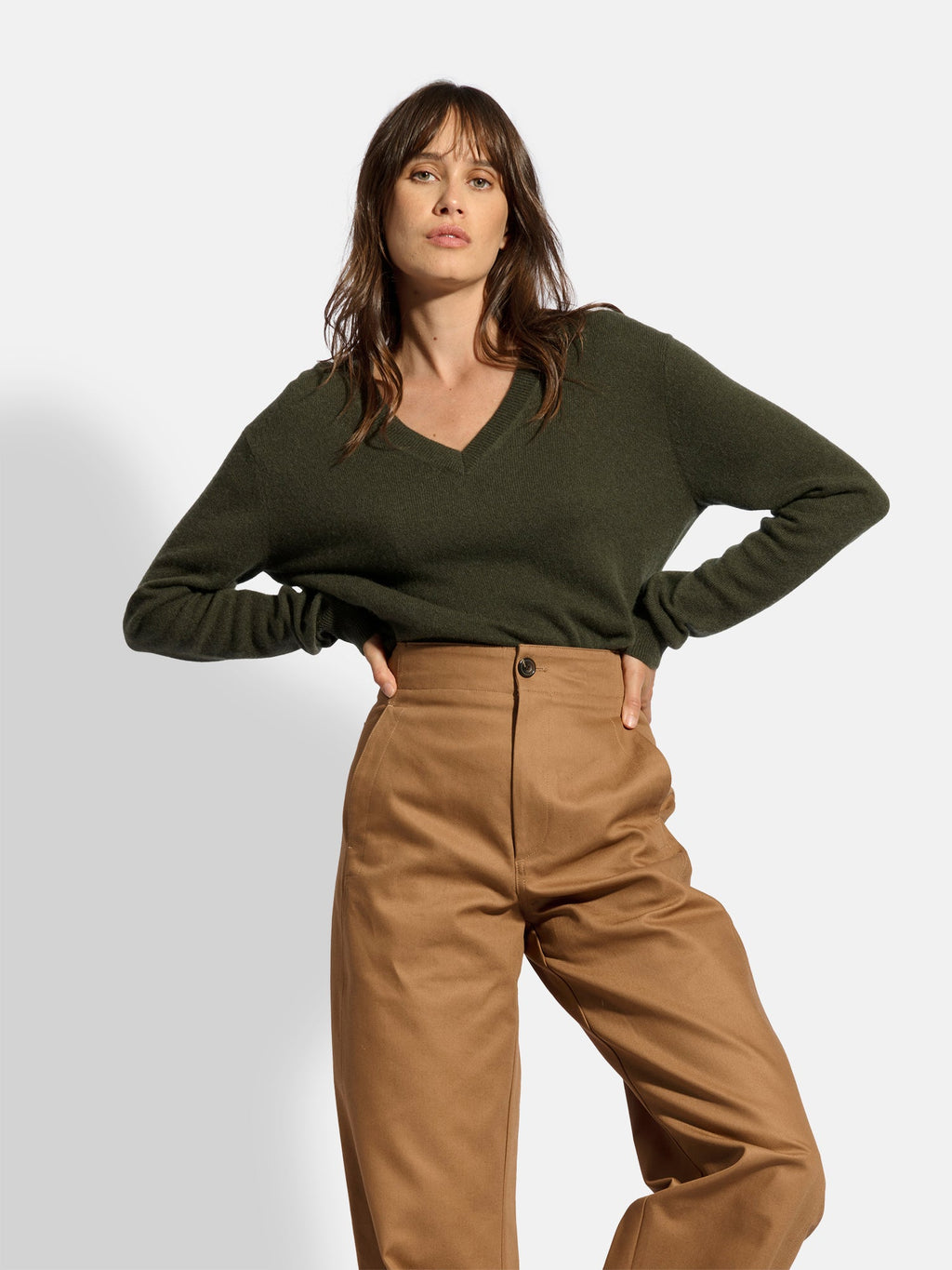 Jersey Cuello Pico - Nora - Caqui