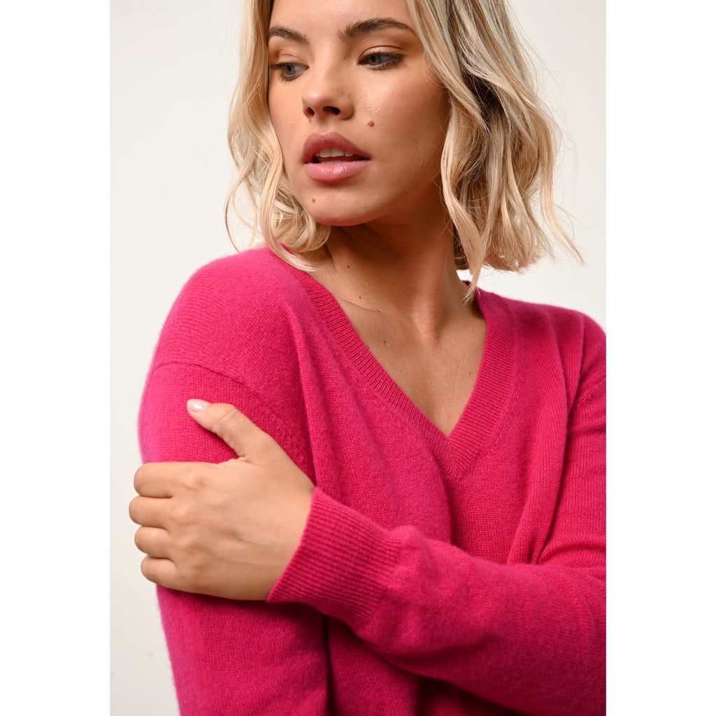 V-Neck Jumper - Nora - Fuchsia
