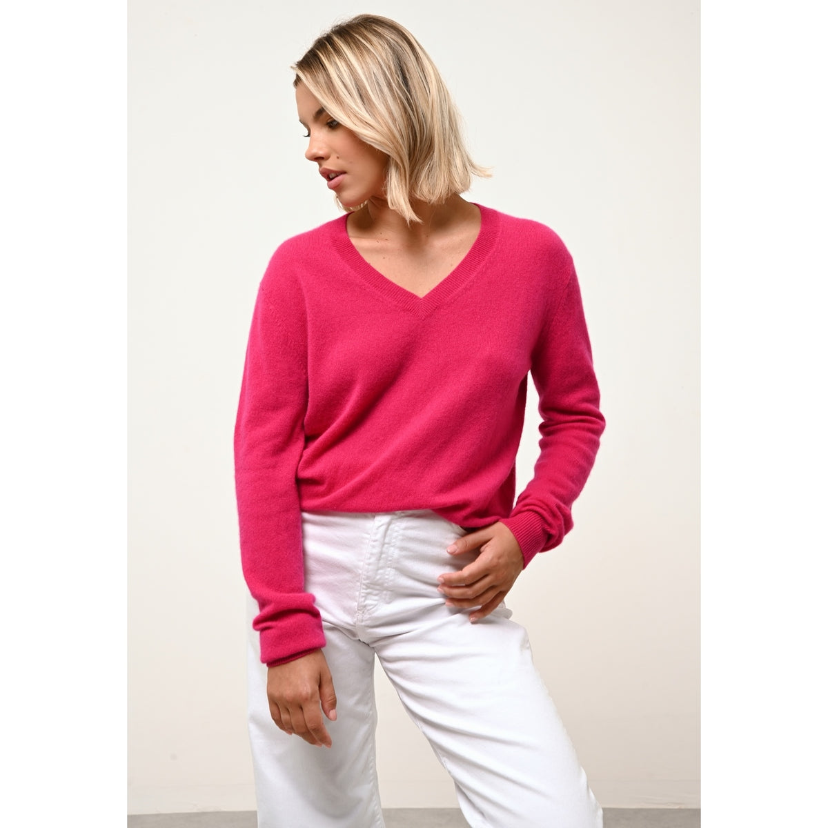 V-Neck Jumper - Nora - Fuchsia