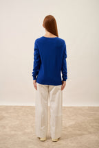 V-Neck Jumper - Nora - Ultramarine