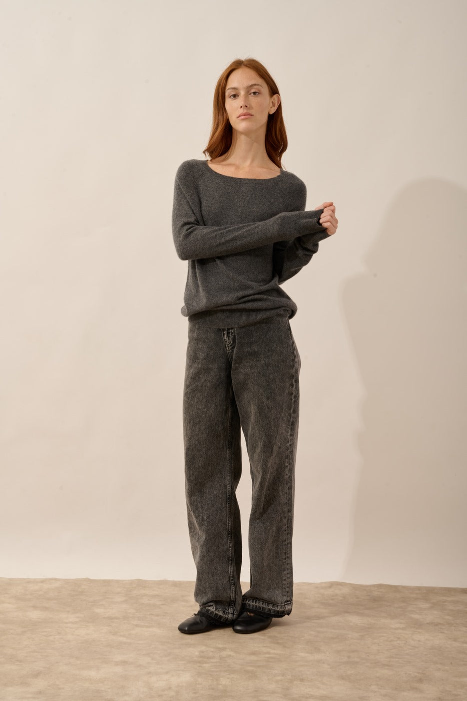 Pull Col Bateau Goutte Dos - Abigail - Anthracite Chiné