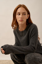 Pull Col Bateau Goutte Dos - Abigail - Anthracite Chiné