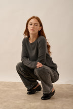 Pull Col Bateau Goutte Dos - Abigail - Anthracite Chiné
