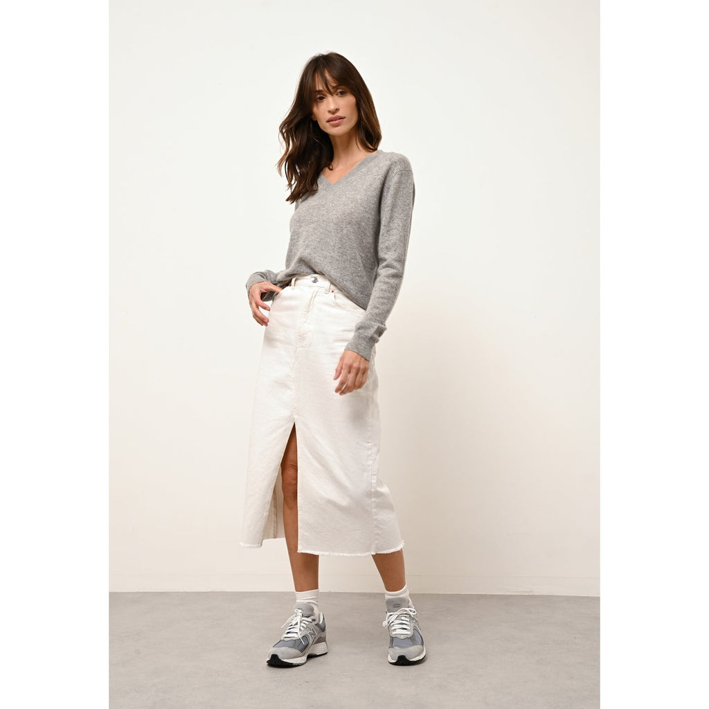 V-Neck Jumper - Nora - Marl Cloud