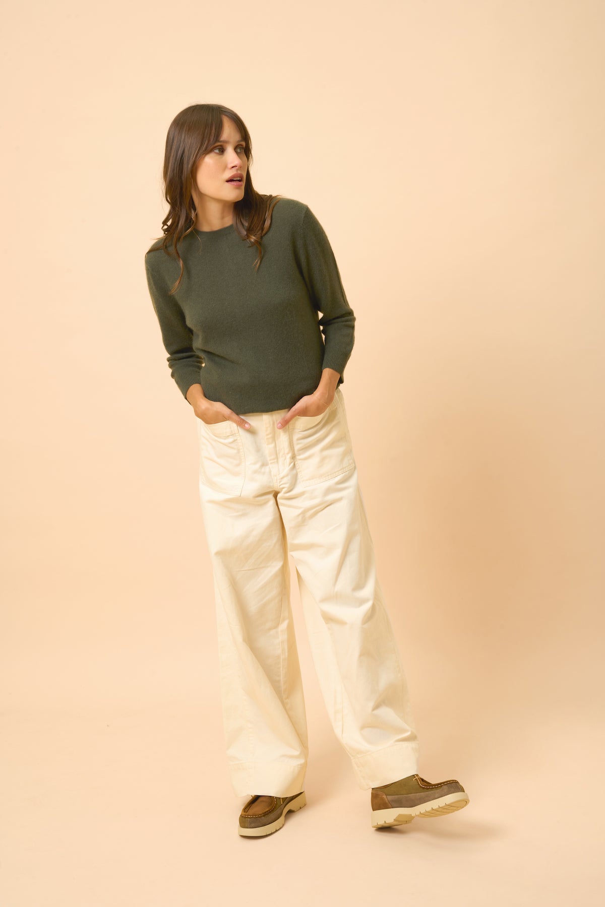 Pull Col Rond Boutonné Dos - Janice - Kaki