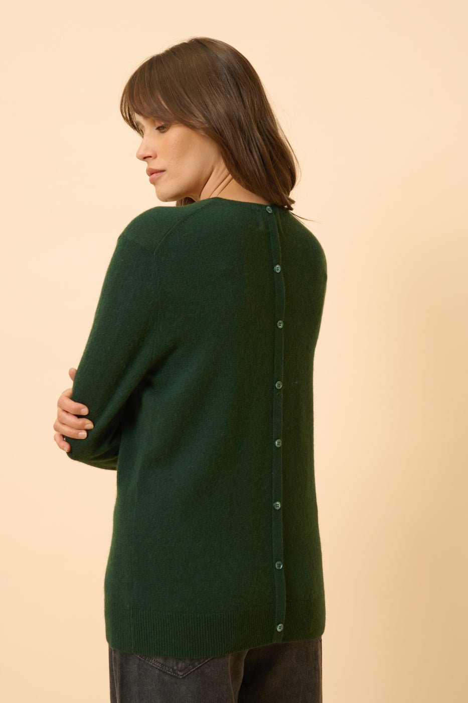 Pull Col Rond Boutonné Dos - Janice - Cyprès