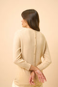 Back-Buttoned Crew-Neck Jumper - Janice - Sand