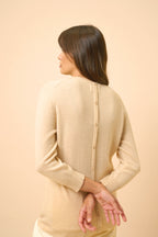 Back-Buttoned Crew-Neck Jumper - Janice - Sand