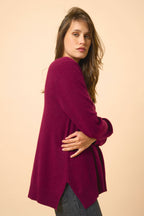 Front And Back V-Neck Jumper - Opal - Burgundy