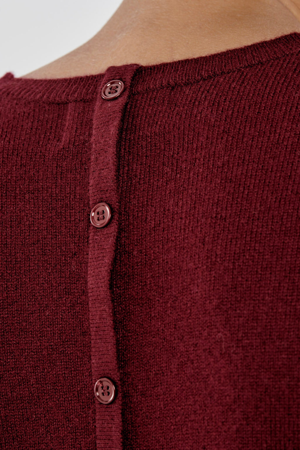 Back-Buttoned Crew-Neck Jumper Janice - 100% 2-Ply Cashmere - Burgundy - Women