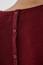 Back-Buttoned Crew-Neck Jumper Janice - 100% 2-Ply Cashmere - Burgundy - Women
