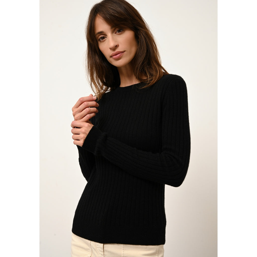 Crew-Neck Jumper - Avana - Black