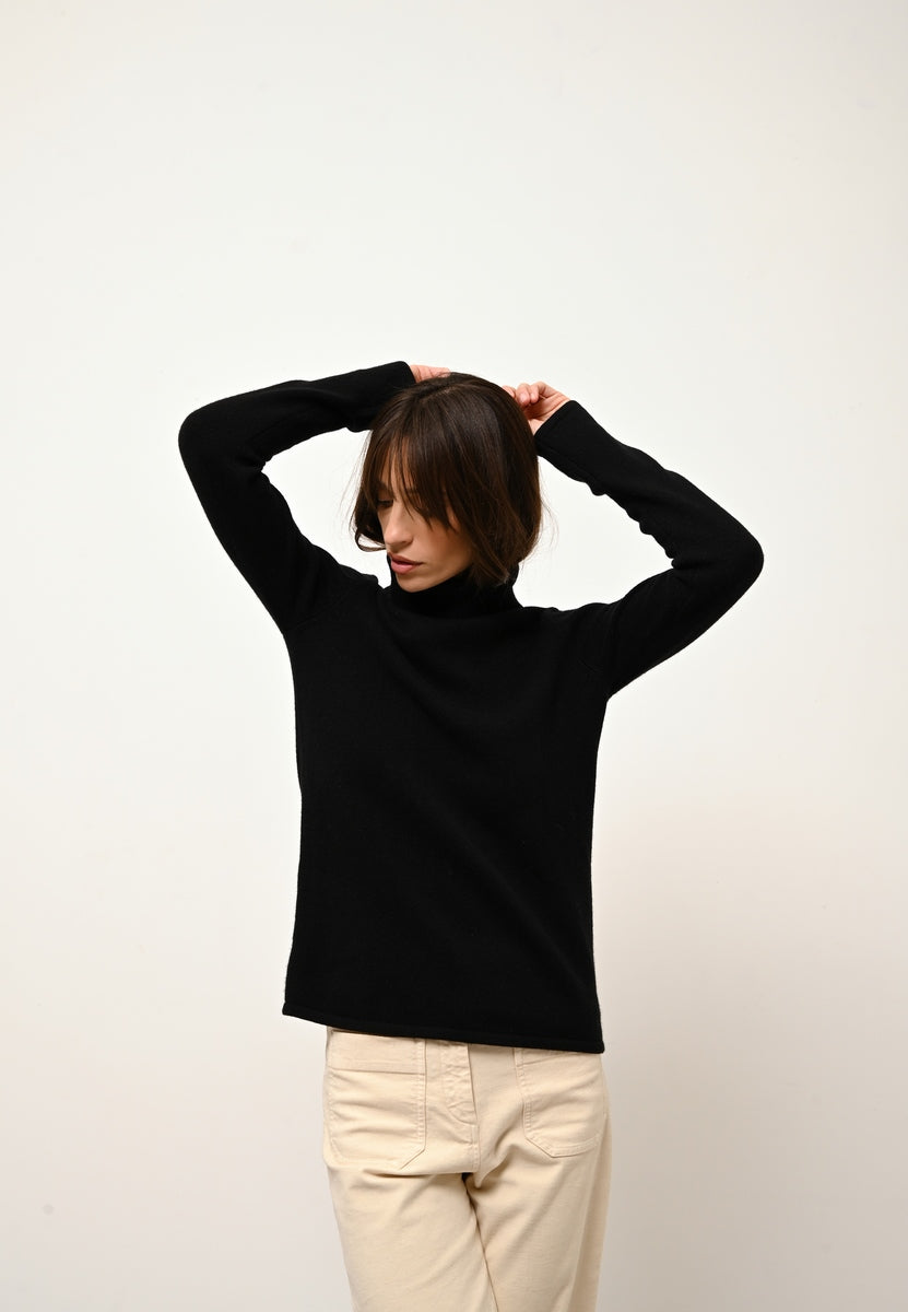 Pull Col Roulé 4 Fils - June - Noir