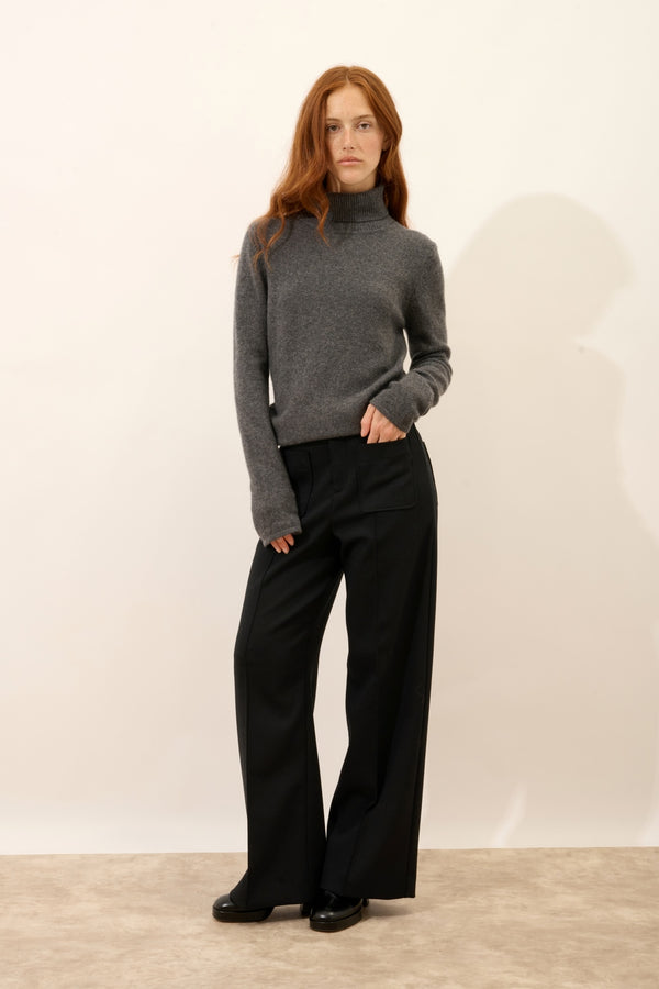 Pull Col Roulé 4Fils - June - Anthracite Chiné