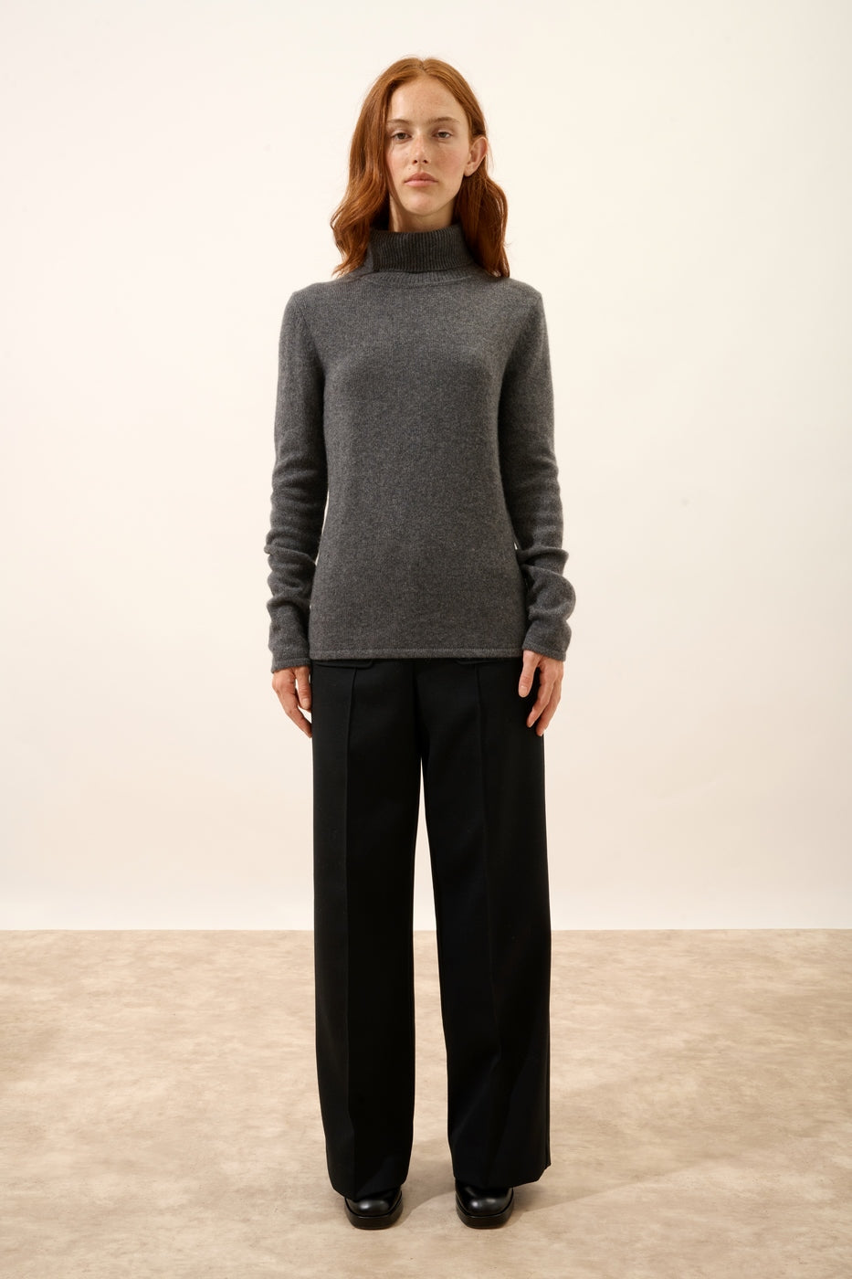 Pull Col Roulé 4 Fils - June - Anthracite Chiné