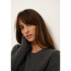 4-Ply Crew-Neck Jumper Joyce - 100% 4-Ply Cashmere - Mottled Anthracite - Women