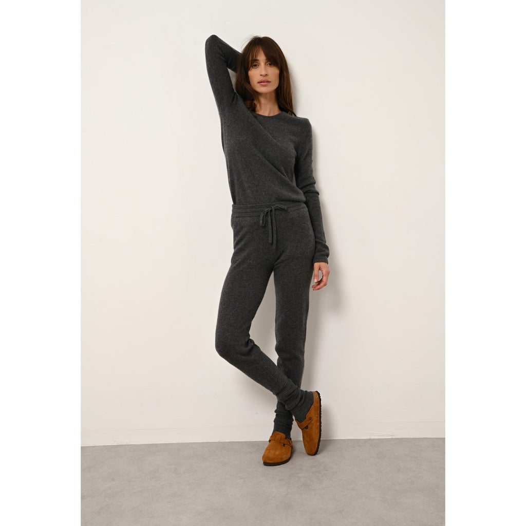 4-Ply Crew-Neck Jumper Joyce - 100% 4-Ply Cashmere - Mottled Anthracite - Women