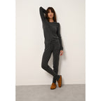4-Ply Crew-Neck Jumper Joyce - 100% 4-Ply Cashmere - Mottled Anthracite - Women