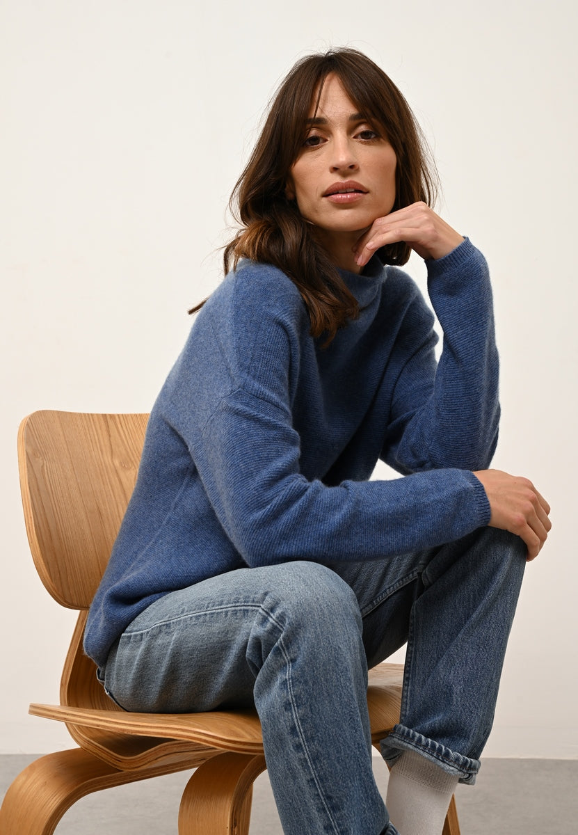 Pull Col Roulé - Blantyre - Bleu Denim