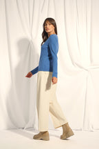 Pull Col V - Joan - Bleu Denim