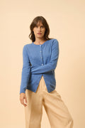 Cardigan Col Rond - Katharine - Bleu Denim