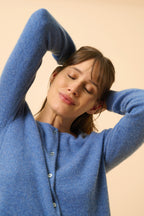 Cardigan Col Rond - Katharine - Bleu Denim