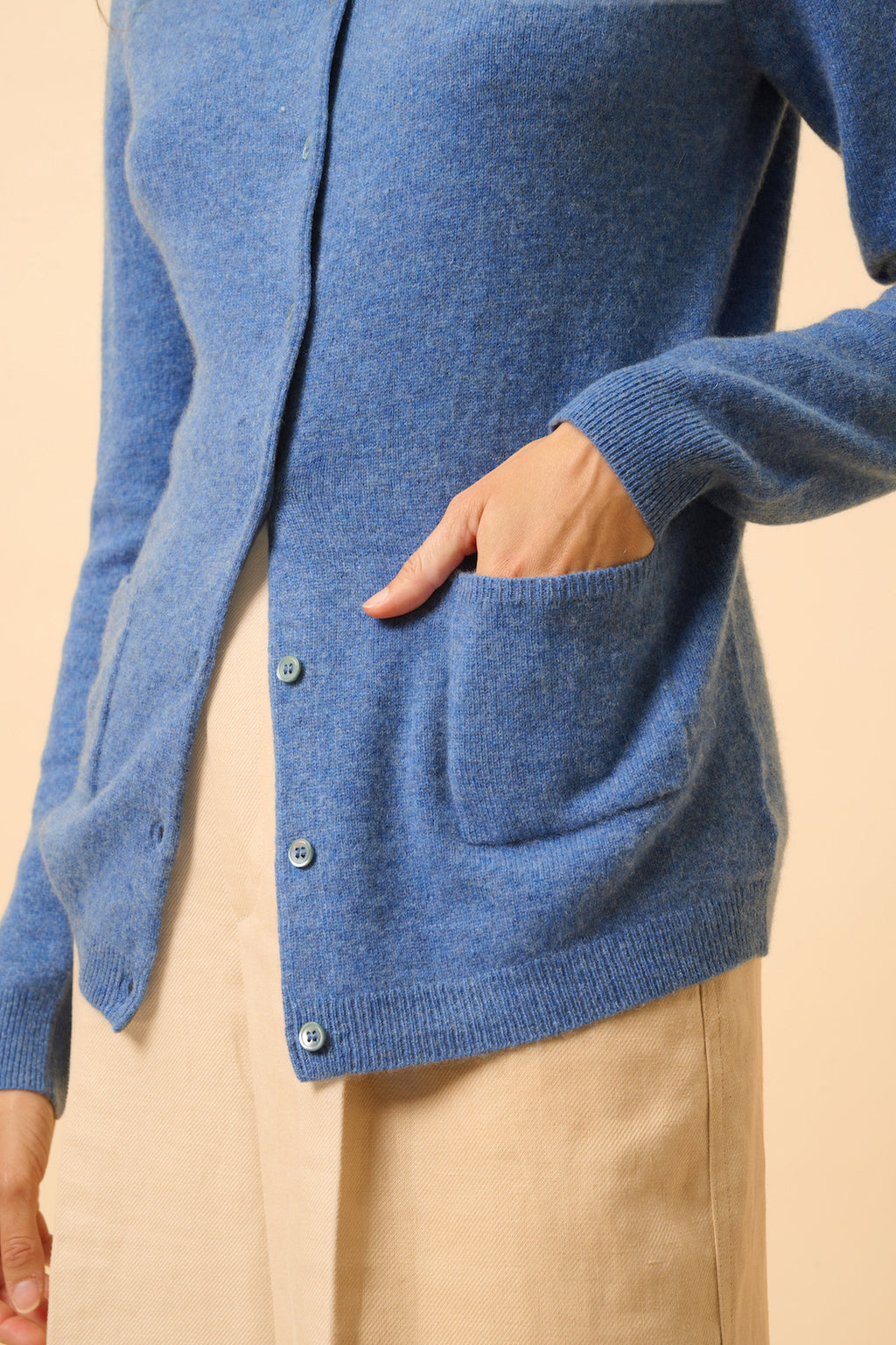 Cardigan Col Rond - Katharine - Bleu Denim
