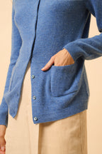 Cardigan Col Rond - Katharine - Bleu Denim