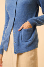 Cardigan Col Rond - Katharine - Bleu Denim
