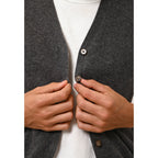 Sleeveless V-Neck Cardigan - Lana - Mottled Anthracite