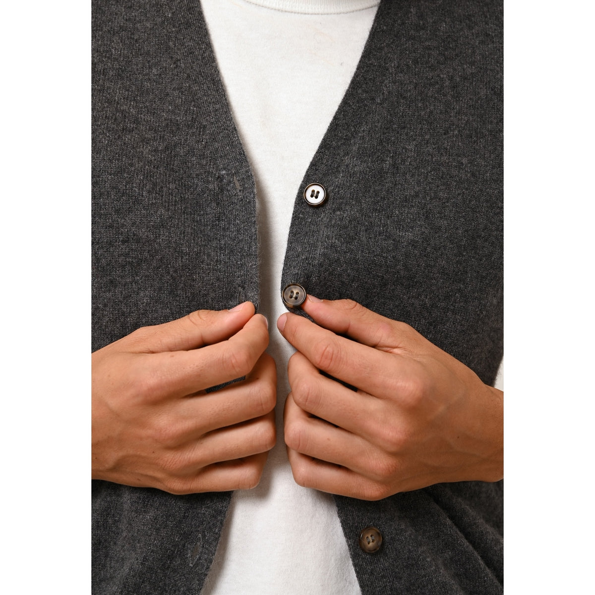 Sleeveless V-Neck Cardigan - Lana - Mottled Anthracite