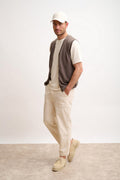 Sleeveless V-Neck Cardigan - Lana - Mottled Taupe