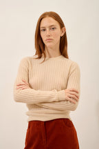 Pull Col Rond - Avana - Sable