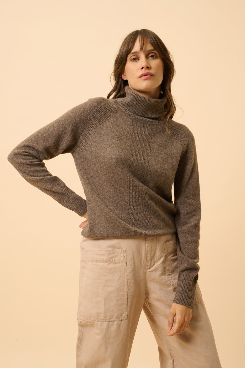 Pull Col Roulé - Lilly - Taupe Chiné
