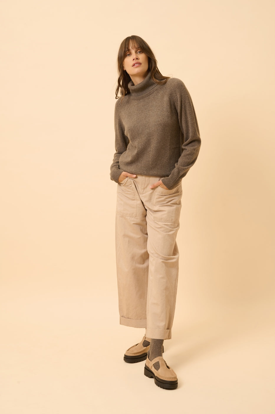 Pull Col Roulé - Lilly - Taupe Chiné