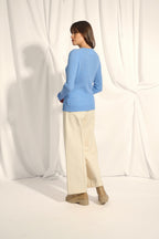 Pull Col Rond - Avana - Sky