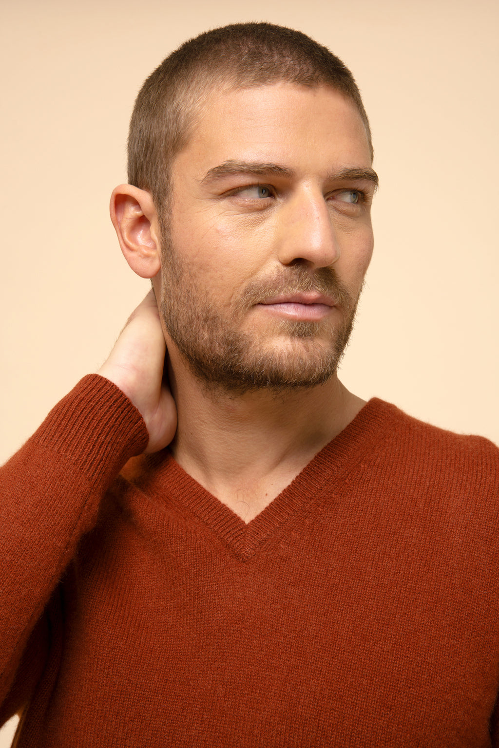 4-Ply V-Neck Jumper - Nathan - Squirrel